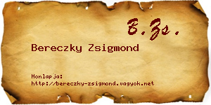 Bereczky Zsigmond névjegykártya
